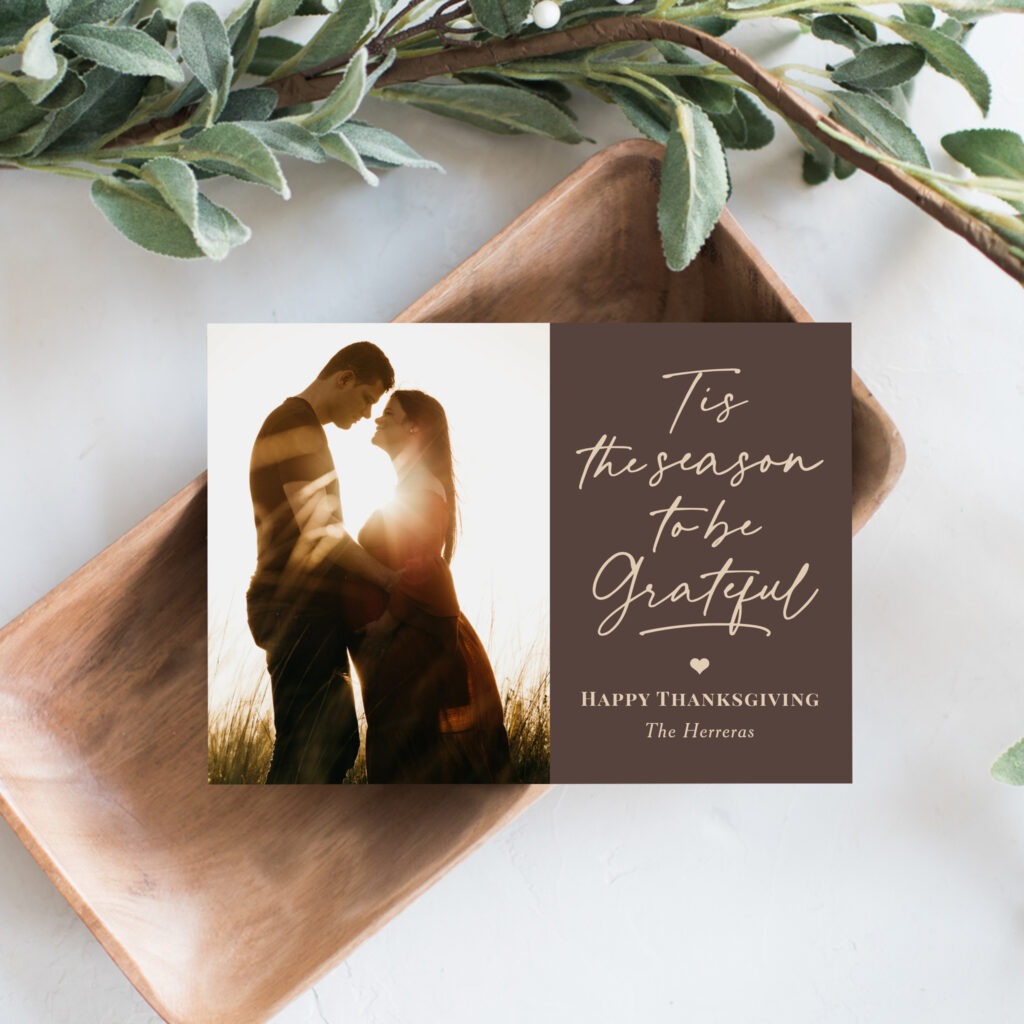 Grateful Season Editable Color Thanksgiving Photo Cards