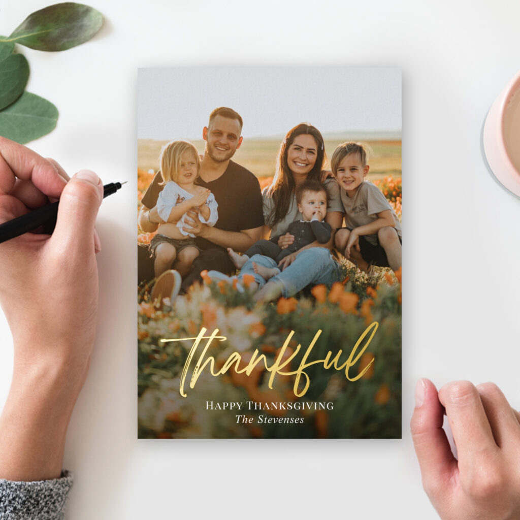 Brushed Thankful Thanksgiving Photo Cards