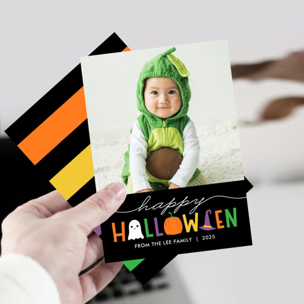Fun and Festive Family Kid Halloween Photo Card