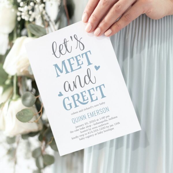 Meet and Greet Baby Shower Invitation Blue