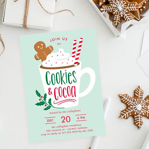 Christmas Party - Cookies and Cocoa Christmas Party Invitations