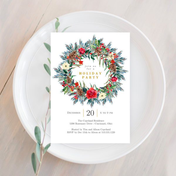 Christmas Party - Festive Wreath Christmas Party Invitations