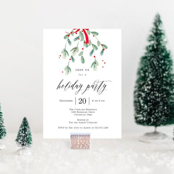 Christmas Party - Lovely Mistletoe Holiday Party Invitation