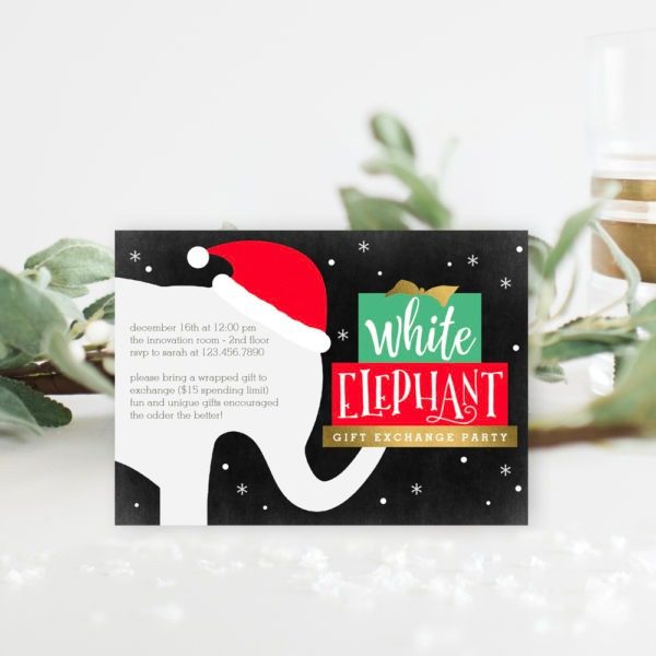 Christmas Party - White Elephant Gift Exchange Christmas Party Invitations