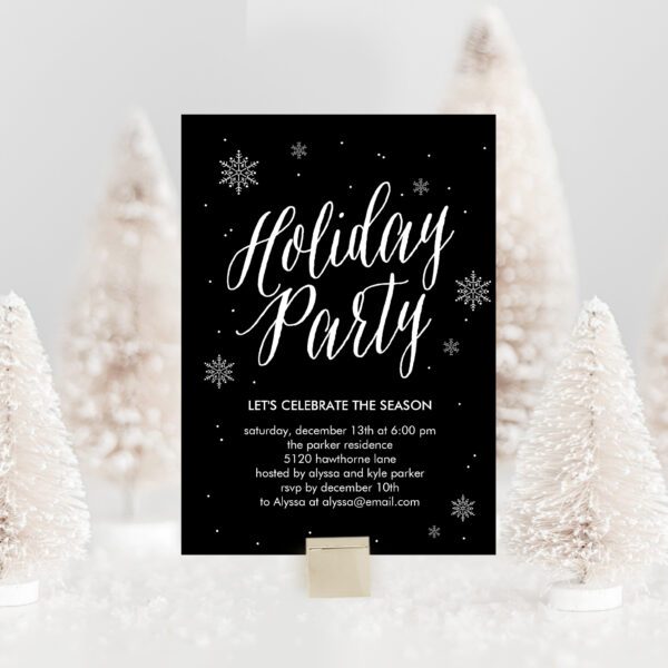 Classic Snowflakes Holiday Party Invitation