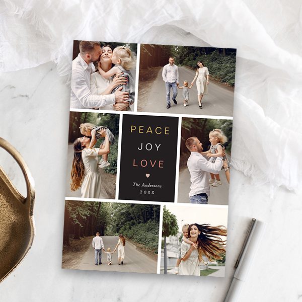 Holiday Cards - Editable Wishes Collage Christmas Card