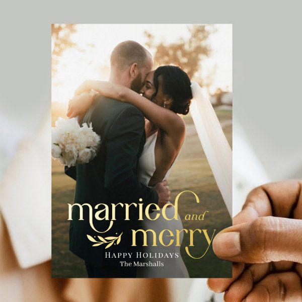 Holiday Cards - Married Merry Newlywed Christmas Card