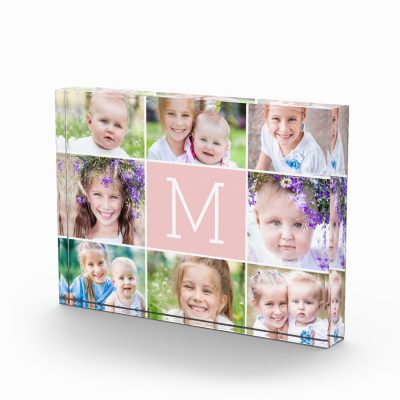 Simple Monogram Editable Color Personalized Gift Acrylic Photo Block