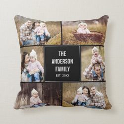 Square Photo Collage Personalized Custom Throw Pillow